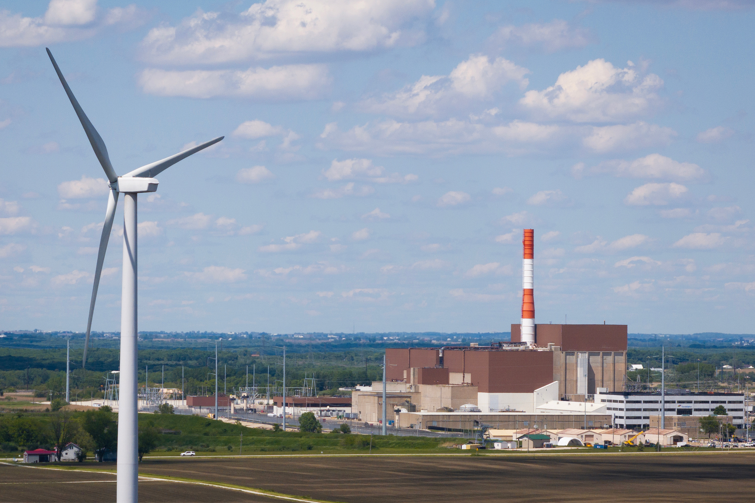 Nuclear Power Plant and Wind Turbine